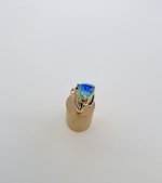 Trilliant Ocean Green Gemstone Ring in Sculptural Gold-Over-Silver Setting. NEW STOCK. 