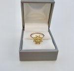 9ct. Yellow Gold Citrine Floral Ring. NEW STOCK.