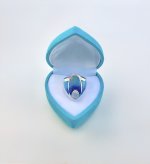 Handcrafted Silver Turquoise &amp; Indigo Blue Enamel Ring with Moonstone Halo. NEW STOCK.