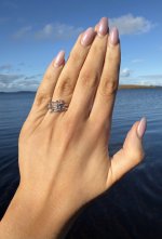 9ct. White Gold Raindance Ring / 12 Diamonds. NEW STOCK.