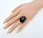 Large Faceted Black Agate Sterling Silver Ring. NEW IN.