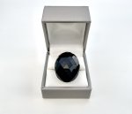 Large Faceted Black Agate Sterling Silver Ring. NEW IN.