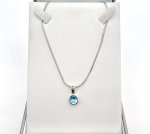 Silver Sky Blue Topaz Pendant 16."  NEW IN.