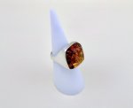 Silver Square Amber Statement Ring. NEW STOCK.