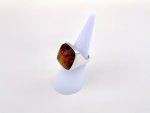 Silver Square Amber Statement Ring. NEW STOCK.