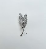 Silver Filigree Leaf Brooch. NEW STOCK.
