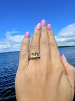 Silver Ring with Square Faceted Lemon Quartz Gemstone. 