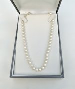 Single-Row Necklace of Cultured Pearls with 9ct. Gold Clasp. 19" NEW STOCK.