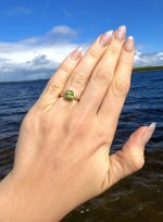 Hallmarked 9ct. Yellow Gold Ring with Square Peridot.