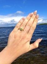Hallmarked 9ct. Yellow Gold Ring with Square Peridot.