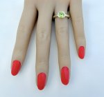 Hallmarked 9ct. Yellow Gold Ring with Square Peridot. NEW STOCK.