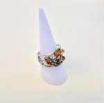 Silver Multi-Stone Amber ring. NEW STOCK.