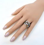 Silver Multi-Stone Amber ring. NEW STOCK.