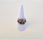 Silver Multi-Stone Amber ring. NEW STOCK.
