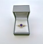 9ct.Yellow Gold Amethyst &amp; Seed Pearl Ring. NEW IN STOCK.
