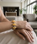 Silver Bracelet with Marquise-Cut Yellow Stones. NEW IN STOCK.