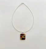 Sterling Silver Square Amber Pendant. NEW IN STOCK.