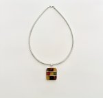 Sterling Silver Square Amber Pendant. NEW IN STOCK.