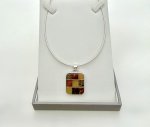 Sterling Silver Square Amber Pendant. NEW IN STOCK.