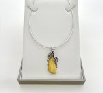 Sterling Silver Butterscotch Amber Leaf Pendant. NEW IN STOCK.