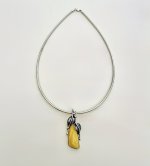 Sterling Silver Butterscotch Amber Leaf Pendant. NEW IN STOCK.