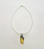 Sterling Silver Butterscotch Amber Leaf Pendant. NEW IN STOCK.