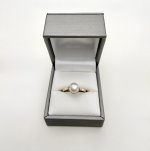 Vintage 9ct. Yellow Gold Pearl Ring - Lotus Leaf Design. NEW IN STOCK.
