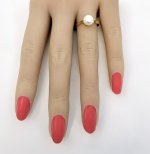 Vintage 9ct. Yellow Gold Pearl Ring - Lotus Leaf Design. NEW IN STOCK.