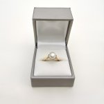 Vintage 9ct. Yellow Gold Pearl Ring - Lotus Leaf Design. NEW IN STOCK.
