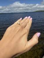 Vintage 9ct. Yellow Gold Pearl Ring - Lotus Leaf Design. NEW IN STOCK.