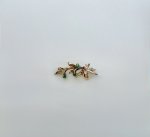 9ct. Yellow Gold Foliage Brooch with Emerald Green Gemstones. NEW IN STOCK.