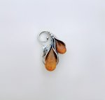 Sterling Silver Amber Floral Brooch with Tear-Shaped Amber Stones. NEW IN STOCK.
