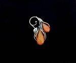 Sterling Silver Amber Floral Brooch with Tear-Shaped Amber Stones. NEW IN STOCK.