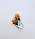 Sterling Silver Amber Floral Brooch with Tear-Shaped Amber Stones. NEW IN STOCK.