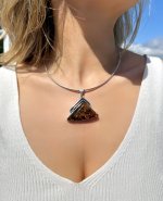 Large Sterling Silver Amber Statement Pendant. NEW IN STOCK.