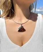 Large Sterling Silver Amber Statement Pendant. NEW IN STOCK.