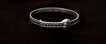 Vintage Sterling Silver Christening Baby Bangle with Chevron Design &amp; Buckle Expander. NEW IN STOCK.