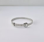 Vintage Sterling Silver Christening Baby Bangle with Chevron Design &amp; Buckle Expander. NEW IN STOCK.