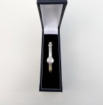 Vintage Sterling Silver Christening Baby Bangle with Chevron Design &amp; Buckle Expander. NEW IN STOCK.