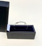Sterling Silver Baby Bangle with White Enamel Heart Charm - Expandable. NEW IN STOCK.