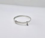 Sterling Silver Baby Bangle with White Enamel Heart Charm - Expandable. NEW IN STOCK.