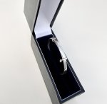 Sterling Silver Baby Bangle with White Enamel Heart Charm - Expandable. NEW IN STOCK.
