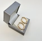 9ct Yellow Gold Oval Hoop Earrings with Textured Finish. NEW IN STOCK.