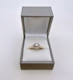 9ct. Yellow Gold Cultured Pearl &amp; Diamond Ring. NEW IN STOCK.