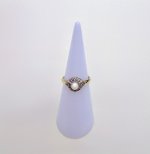 9ct. Yellow Gold Cultured Pearl &amp; Diamond Ring. NEW IN STOCK.
