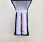 Gilt Sterling Silver Rubellite &amp; Marcasite Bangle - 30 Baguette-Cut Gemstones. NEW IN STOCK.