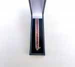 Gilt Sterling Silver Rubellite &amp; Marcasite Bangle - 30 Baguette-Cut Gemstones. NEW IN STOCK.