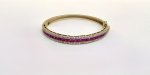 Gilt Sterling Silver Rubellite &amp; Marcasite Bangle - 30 Baguette-Cut Gemstones. NEW IN STOCK.