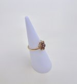 Vintage 9ct. Yellow Gold Garnet Floral Cluster Ring - 7 Garnets. NEW IN STOCK.