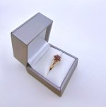 Vintage 9ct. Yellow Gold Garnet Floral Cluster Ring - 7 Garnets. NEW IN STOCK.